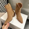 812 Winter Classic for Woman Cow Soede Suede Pointy Toe Tee Wedge Heel Ongle Simple Movers