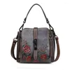 Bag Form 2024 Vintage Embossing Genuine Leather Shoulder&crossbody Bags Leisure Small Cowhide 3 Colors Floral Handbags