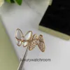 Roches de bijoux haut de gamme pour Vancleff Womens Fashionable and White Fritillaria Butterfly Prayer Diamond Open Anneau pour les femmes Réglable Original 1: 1 avec un vrai logo