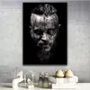 Affiche TV Vikings classique Black and White Ragnar Lothbrok Portrait Toile Paindre d'huile Pictures murales étoiles pour le salon Chambre Scandinave Decor