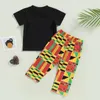 Sets de ropa para niños pequeños ropa africana de kente kente estampado Dashiki Tops Camiseta de manga corta Pantalones de camiseta Negra