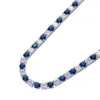 Collier Hip Hop 5 mm Chaîne de tennis Blue White Diamond Collier S925 Bijoux de marque de créateurs