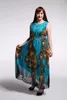 봄과 여름 여자 대형 스윙 보헤미안 민족 스타일 해변 드레스 인쇄 쉬폰 사이즈 3027
