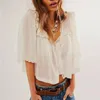 Women's T Shirts Imcute Women Ruffles Lace Buttons Short Sleeve Blouses Summer Fashion Loose Casual Tops Streetwear Blusa Mujer Moda