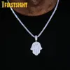 Collier de pendentif à la main Hamsa 5 mm chaîne de tennis hip hop glacé hors zircone couleurs couleurs 5a cz joaillerie en pierre 240409