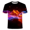 T-shirts pour hommes T-shirt d'été de vente de mode de haute qualité avec manche rond à manches courtes bleu vert rouge violet flamme 3d imprimé haut