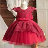 Robes de fille bébé 1ère robe d'anniversaire pour fille backless arc tout-petit pour enfants de mariage robe princesse robe 1 à 5 ans