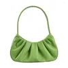 Bolsas de ombro verdes pequenos bolsas de couro PU PU para mulheres 2024 Totas simples Bolsas de senhora e bolsas
