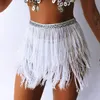 Women Sequin Tassel Tutu Skirt Rave Fringe Belly Dance Hip Scarf Wrap Skirt Club Mini Skirt Sexy Club party Clothing 240412