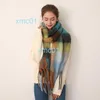 Scarves Korean Version of Dongmen Ac Plaid Scarf Soft Waxy Thickened Autumn and Winter New Mohair Imitation Cashmere for Women2lbz 8S86