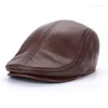 Ball Caps Autumn Winter Men's Genuine Cowhide Baseball Hats Classic Black/Coffee Real Leather Duckbill Cap With Air Holes Driving