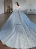 Dubai Prinzessin Ballkleid Hochzeitskleid mit Pailletten Langarmperlen Luxuskristall Braut Roben de Mariee Schatz Sweep -Zug Brautkleider Bling -Pailletten verheiratet Kleider