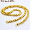 Fashion Jewelry 3mm 5mm 7mm Gold Color Stainless Steel Necklace Box Beads Style Link Chain For Mens Womens SC17 N9397790