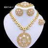 Italian Luxury Design Jewelry Set For Women Party Classic Blue Round Pendant Necklace Earrings Bracelet And Ring 240402