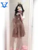 Kız Tulumları Kadınlar039S Kawaii Rilakkuma Elbise Sevimli Ayı Nakış Cosplay Elbise Lolita Genel Çıkarılabilir Kaput2801695734061