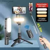 Selfie monopods roreta selfie stick vouwbare mini statief foto live met vullicht draadloze bluetooth externe sluiter draagbare y240418