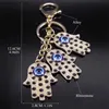 Keychains Lonyards turcs malful bleu œil keychain hamsa main of Fatima tassel key annel alliage rhingestone sac de voiture accessoires bijoux cadeaux k5208s05 y240417