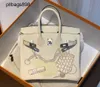 Designer handgefertigt 7A Handtasche Bikns Echtes Leder in limitierter Auflage Cowhide White für WomensBW1x