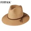 FURTALK Summer Straw Hat for Women Panama Beach Bucket Sun Hats Female Big Brim UV Protection Cap chapeau femme 240415