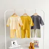 2023 Spring Kids Baby Homewear Sett Featon Cartoon puro algodão comprido calças top top pijamas de roupas íntimas 2pcs 010y 240410