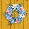 Fleurs décoratives décor de porte accrocheur, couronne d'hortensia vibrante pour mur de fausse fleur avec détail ferme de mariage à la maison