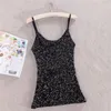 Women's Tanks Shimmering Sequin Outfit Lined Dress Spaghetti Strap Tank Top For Women Shiny O Neck Slim Fit Vest With Adjustable