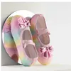 Dansschoenen meisjes ballet bowtie bling gradiënt zachte zool slippers kinderen oefenen ballerina vrouw gymnastiek