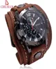 Wristwatches CHUHAN Fashion Punk Wide Leather Bracelet Watches Black Brown Bangles For Men Vine Wristband Clock Jewelry C6293116873