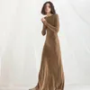 Casual Dresses Round Neck Waist Trimming Slim Looking Low-Key Long-Sleeve Dress