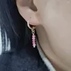 Boucles d'oreilles en peluche à facette délicate rose tourmaline barres simples pierres naturelles 14k cerceaux remplis d'or pour femmes cadeau de bijoux classiques