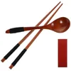 Ensembles de vaisselle baguettes réutilisables en bois Set à cuillère chinoise Ustensiles de voyage de style japonais assiette