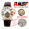 Rotonde W1556215 Vliegende Tourbillon Mechanical Hand Winding Mens Watch RMSF Rose Gold Silver Roman Dial Brown Leather Super Edition Reloj Hombre Puretime Ptcar B2