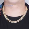 Moda moissanit halat zinciri 14 karat katı altın kadın mücevher Küba bağlantı zinciri kolye Miami Küba Altın Zincir Küba Kolye