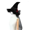 Beret Black Witch Hat na Halloween Elegancki czarodziej