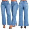 Jeans pour femmes LXUNYI Fashion Elastic Wost Femmes droites 2024 Automne Summer Plus Taille Stretch Casual High Waited Flare Denim Pantal