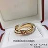 Anneaux de bijoux de créateurs haut de gamme pour femmes Carter Précision Three Color Three Ring Vgold Material Color Couples Diamond Ring incrusté de trois éléments Original 1: 1