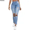 Frauen Jeans Skinny Ripped für Frauen hohe taillierte Stretchbauflößen schlanke Fit Distessed Jeanshose Y2K Streetwear Jeggings Jeggings