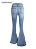 Kvinnors jeans blomma broderi 3D tung industri vårhöst denim byxor kvinnor midvist tvättade flare y2k byxor s-4xl