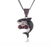 Iced Out Boxing Shark Sen Sender Collece Muds Mens Mens Hip Hop Grewelles Jewelry Золото серебряное кубинское цепное ожерелья2593769