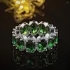 Cluster Rings Set Pack Pink Black Green Silver Color Wedding Band Eternity Ring For Women Gift Finger Lots Jewelry R4574