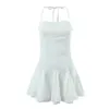 Casual Dresses Vacation Outfits Party For Women 2024 Summer Mini Bodycon Dress White Evening Short Black Halter Backless