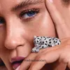 High End Designer jewelry rings for womens Carter 925 Silver Plated Gold Ring Carbon Diamond Jaguar Series Full Diamond Cheetah Ring Original 1:1 With Real Logo