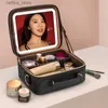 Torebki kosmetyczne LED Makeup z lustrem z makijażem Wodoodporna skóra skórzana obudowa kosmetyczna dla dziewczynki na prezent na podręczne torbę z lustrem L410
