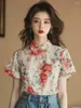 Blouses voor dames chiffon Chinese stijl shirt zomer afdrukken vintage losse korte mouw dames tops mode kleding ycmyunyan