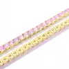 Catena di tennis hip hop 4 mm rosa diamante tennis a catena singola fila diamante collana di tendenza s925 marca di moda argento designer di gioielli personalizzati