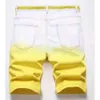 Shorts maschile estate verde giallo denim 2023 jeans brand casual marchio classico Beach Men Hole Bermuda strappata
