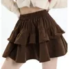Rokken corduroy mini rok voor vrouwen massieve hoge taille schattige cake shorts Koreaanse mode plus size vintage kleding vrouw