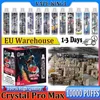 Europe Warehouse Original UZY Crystal Pro Max 10000 Puff 10000 Disposable E Cigarettes 1.2ohm Mesh Coil 16ml Pod Battery Rechargeable Puff 10K RBG Light Vaper 10K