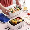 Bento scatole a microonde a doppio strato per pranzo in acciaio inossidabile pp bento box portatile container drop shipping l49