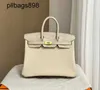 Brknns Handbag en cuir authentique 7a Handswen blanc avec crocodile pour 25 luxe3m1n